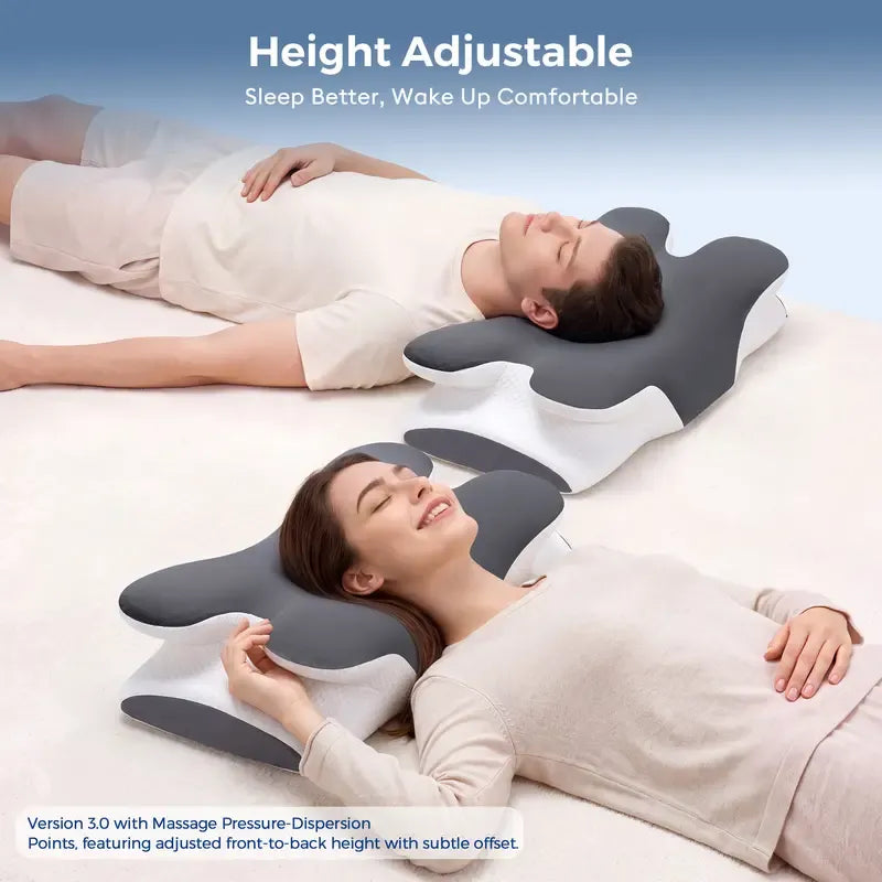 Cooling Memory Neck Pillow, Adjustable Ergonomic Memory Foam Neck Pillows, Cervical Support