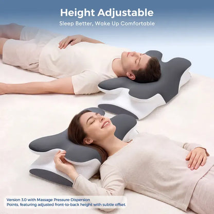 Cooling Memory Neck Pillow, Adjustable Ergonomic Memory Foam Neck Pillows, Cervical Support